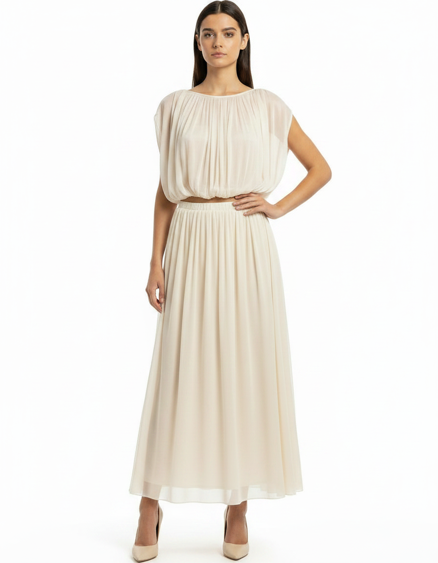 Habiba Elegant Cropped Co-ord Set – Boat Neck  Elora