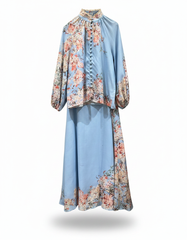 Mayar Abstract Co-ord Set – Button-Front Long Sleeve  Elora