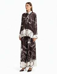 Wafa Leaf Print Co-ord Set – Button-Front Collared  Elora