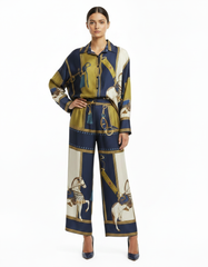 Nariman Abstract Maxi Co-ord Set – Button-Front Long Sleeve  Elora