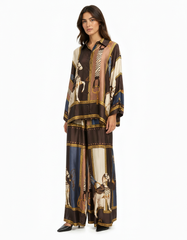 Nariman Abstract Maxi Co-ord Set – Button-Front Long Sleeve
