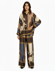 Nariman Abstract Maxi Co-ord Set – Button-Front Long Sleeve