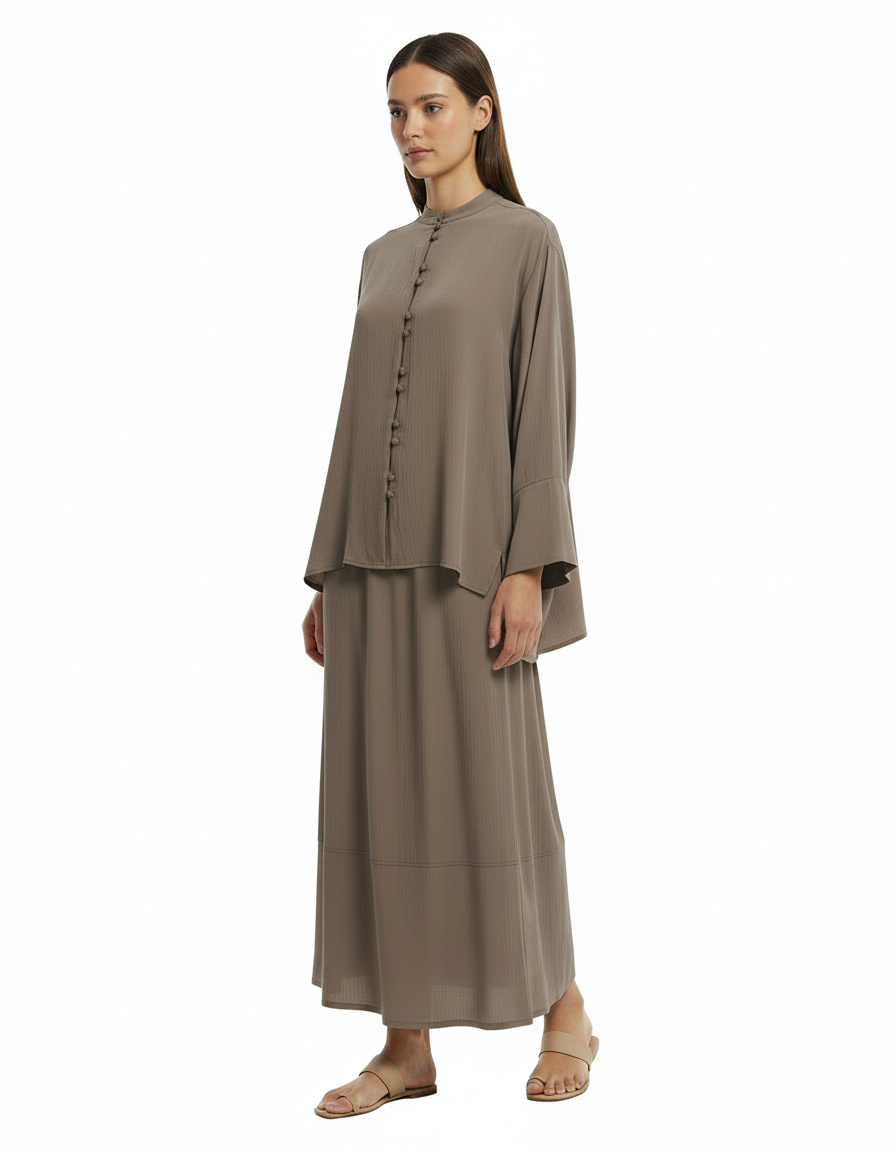 Duaa Viscose Maxi Co-ord Set – Button-Front Long Sleeve