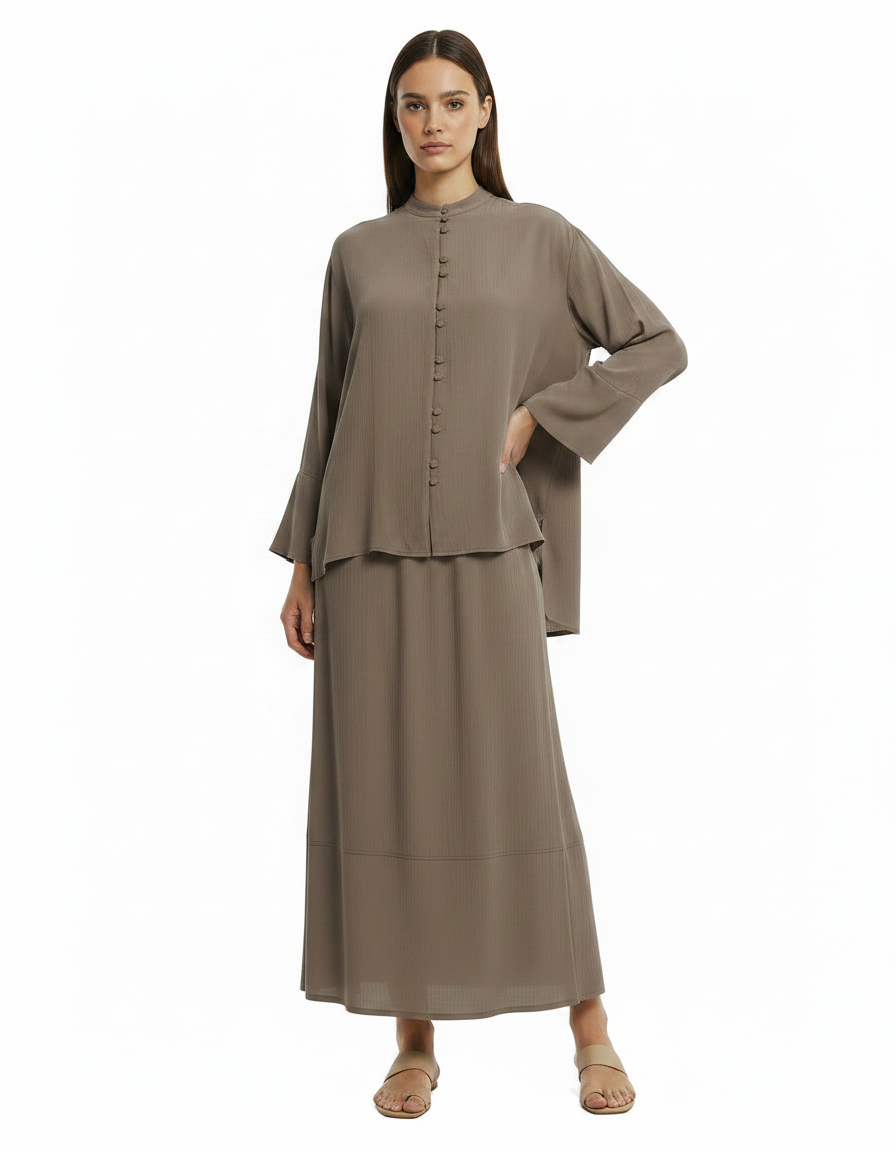 Duaa Viscose Maxi Co-ord Set – Button-Front Long Sleeve