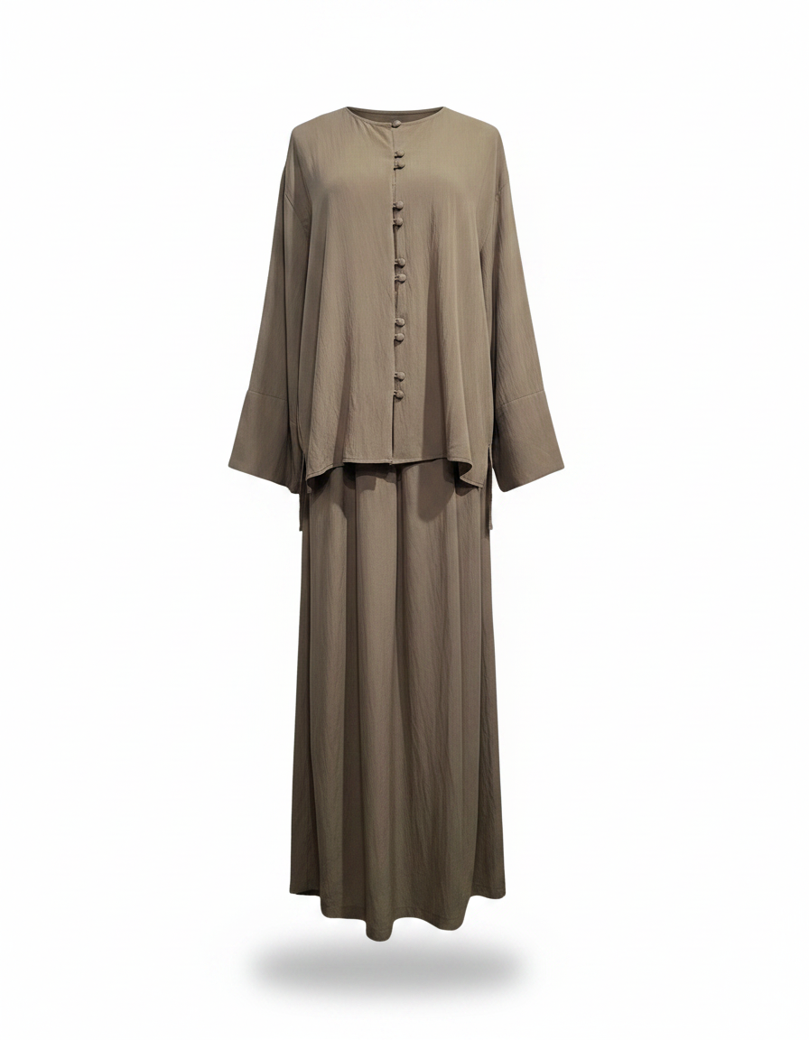 Duaa Viscose Maxi Co-ord Set – Button-Front Long Sleeve