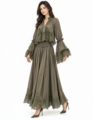Rihab Cotton Cropped Co-ord Set – Pull-On V-Neck  Elora