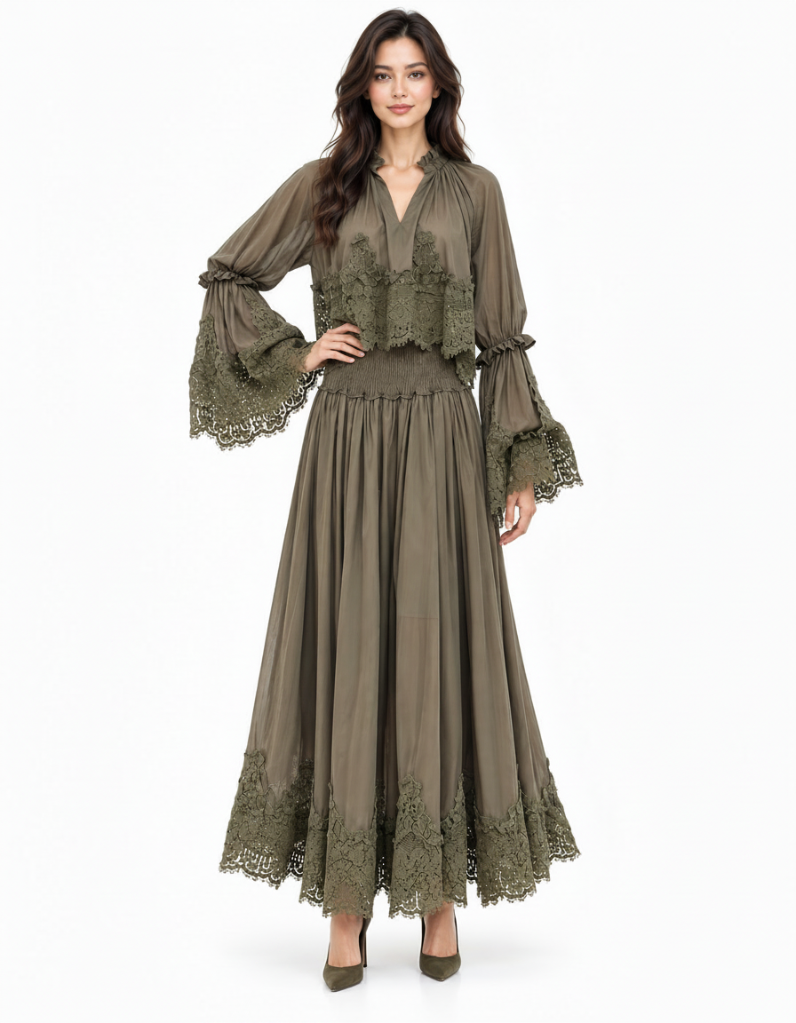 Rihab Cotton Cropped Co-ord Set – Pull-On V-Neck  Elora