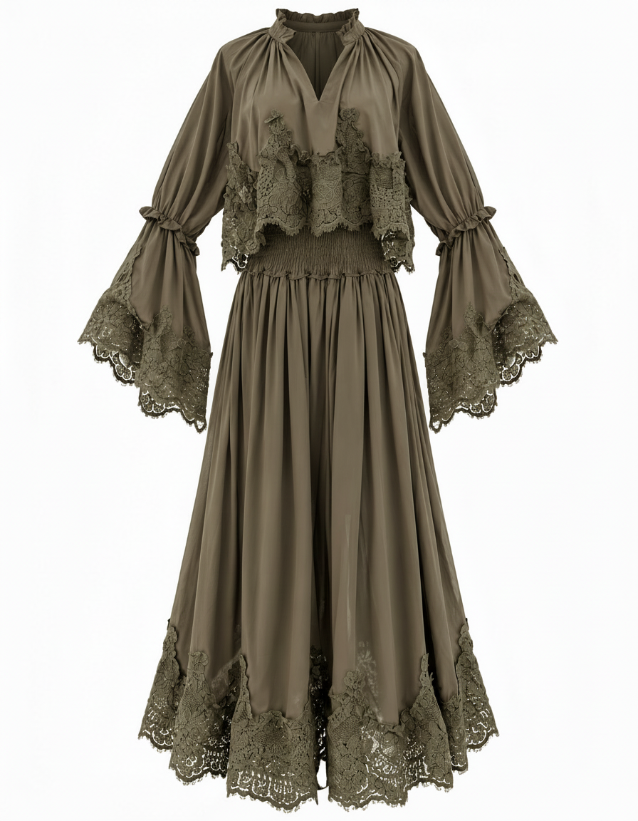 Rihab Cotton Cropped Co-ord Set – Pull-On V-Neck  Elora
