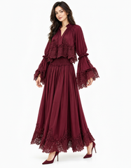Rihab Cotton Cropped Co-ord Set – Pull-On V-Neck  Elora
