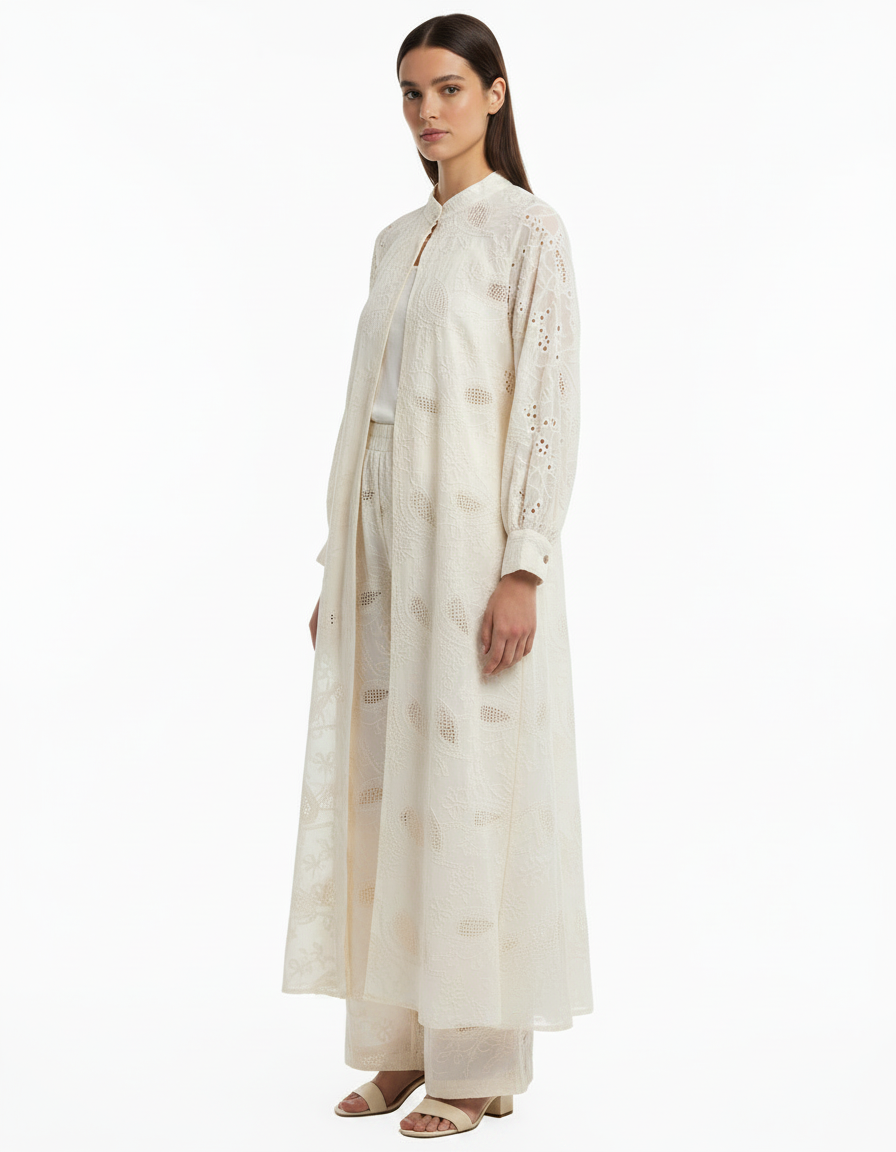 Hala Abstract Maxi Dress Set – Button-Front 3/4 Sleeve  Elora