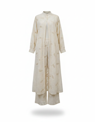 Hala Abstract Maxi Dress Set – Button-Front 3/4 Sleeve  Elora