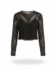 Lujain Elegant Cropped Blouse – Long Sleeve  Elora