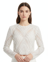 Lujain Elegant Cropped Blouse – Long Sleeve  Elora