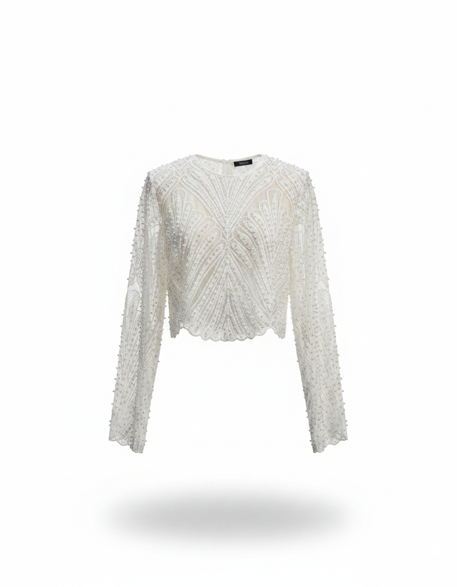 Lujain Elegant Cropped Blouse – Long Sleeve  Elora