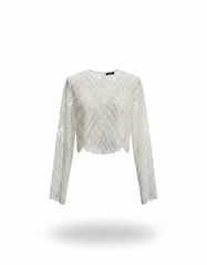 Lujain Elegant Cropped Blouse – Long Sleeve  Elora