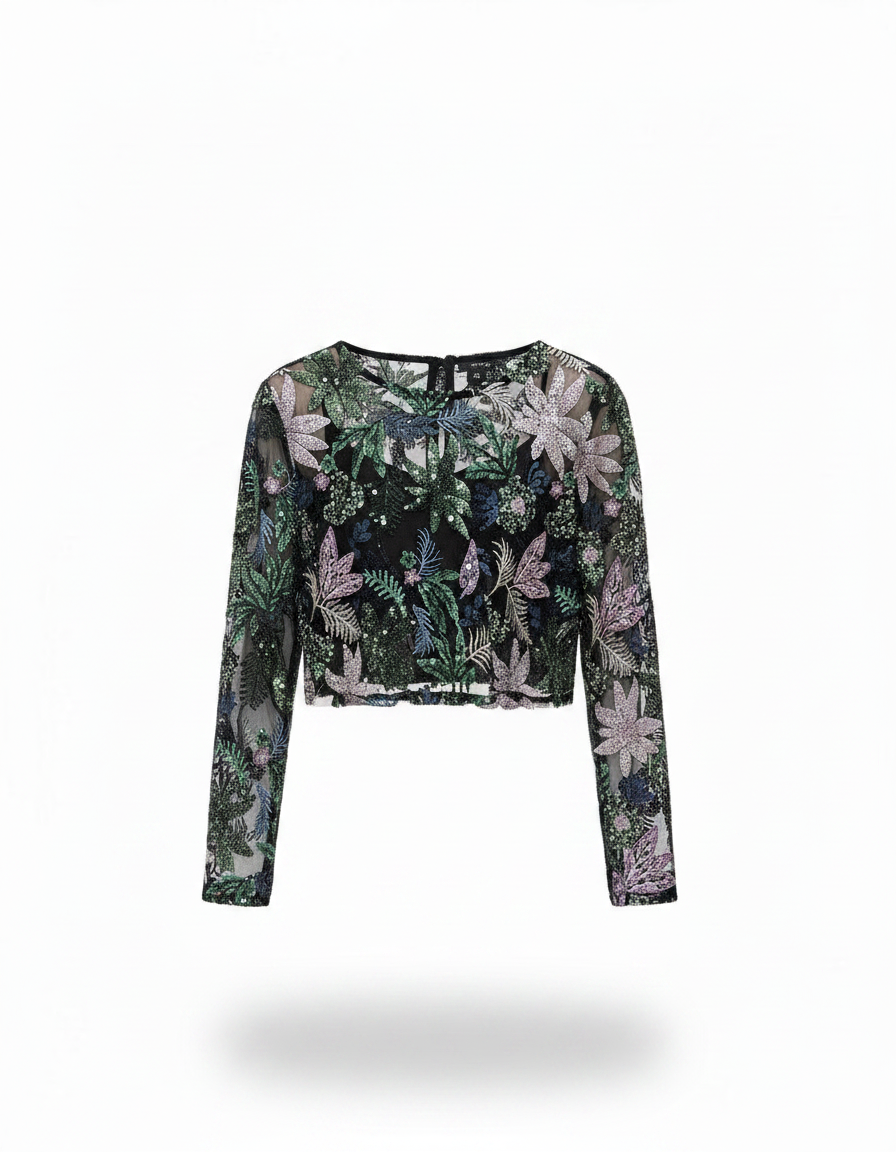 Dana Floral Cropped Blouse – Long Sleeve  Elora