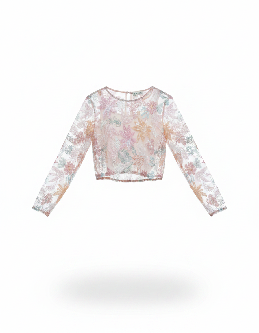 Dana Floral Cropped Blouse – Long Sleeve  Elora