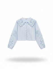 Hanan Cotton Cropped Blouse – Button-Front Long Sleeve  Elora