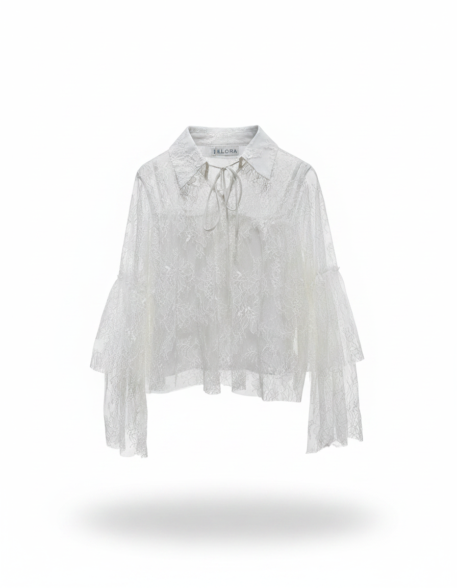 Jihan Boho Cropped Blouse – Collared  Elora