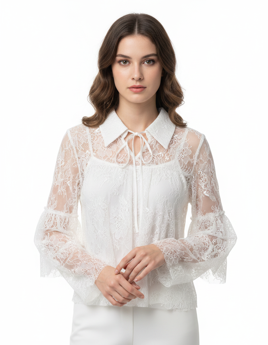 Jihan Boho Cropped Blouse – Collared  Elora