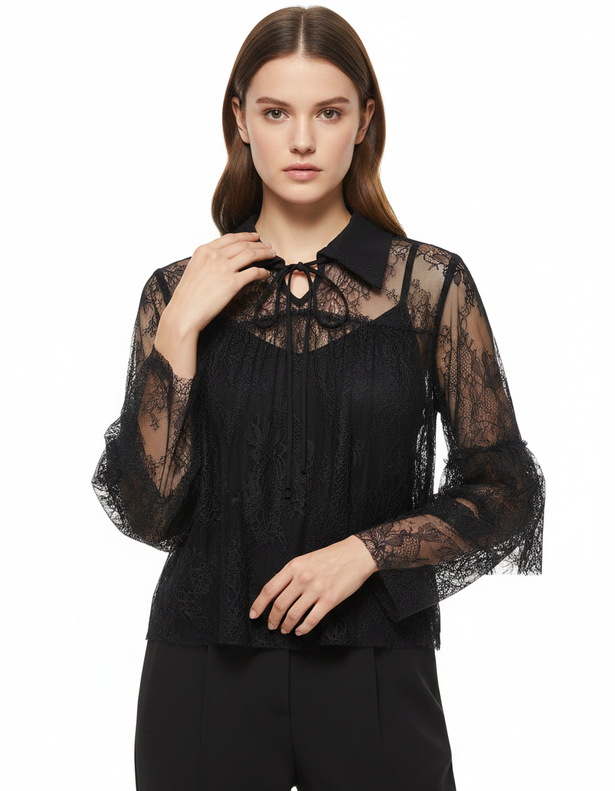 Jihan Boho Cropped Blouse – Collared  Elora