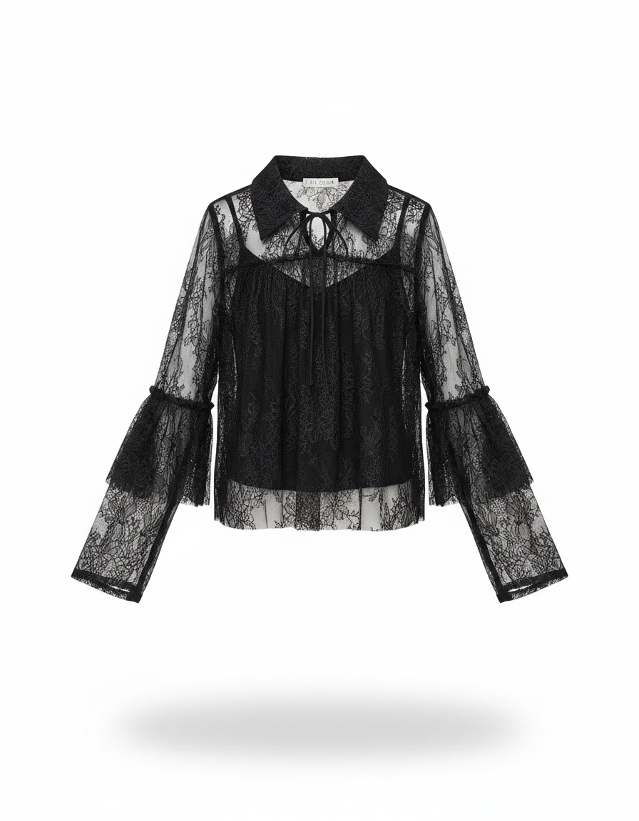 Jihan Boho Cropped Blouse – Collared  Elora