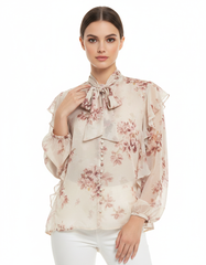 Shaima Floral Blouse – Button-Front Collared