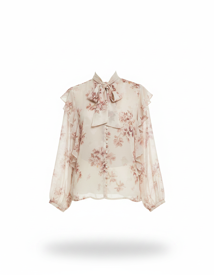 Shaima Floral Blouse – Button-Front Collared