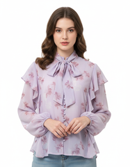 Shaima Floral Blouse – Button-Front Collared