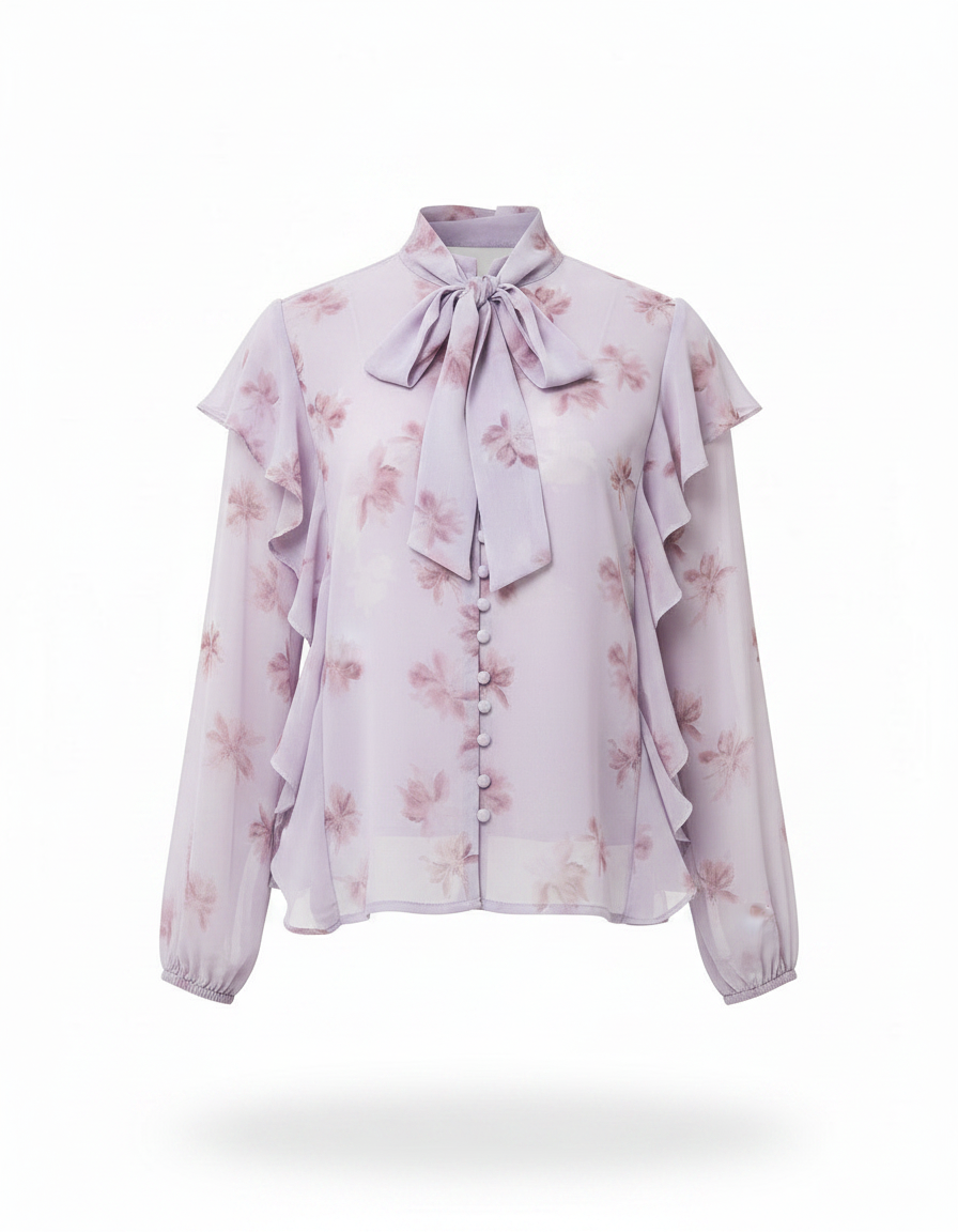 Shaima Floral Blouse – Button-Front Collared