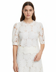 Ghazal Crochet Cropped Blouse – Elbow Sleeve  Elora
