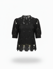 Ghazal Crochet Cropped Blouse – Elbow Sleeve  Elora