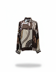 Joud Abstract Cropped Blouse – V-Neck  Elora