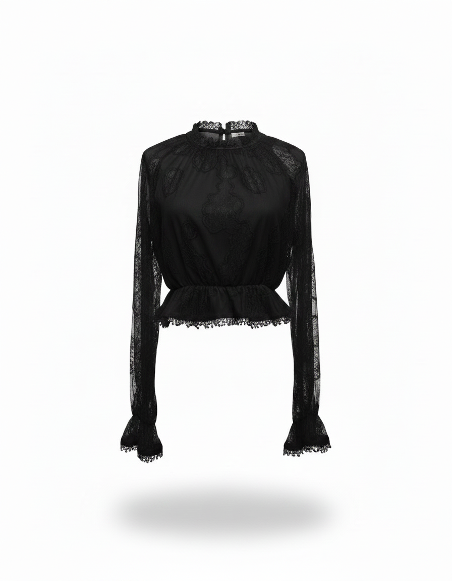 Hafsa Floral Cropped Blouse – Pull-On Long Sleeve  Elora