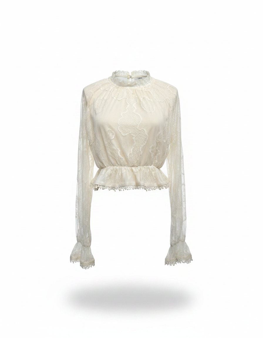Hafsa Floral Cropped Blouse – Pull-On Long Sleeve  Elora