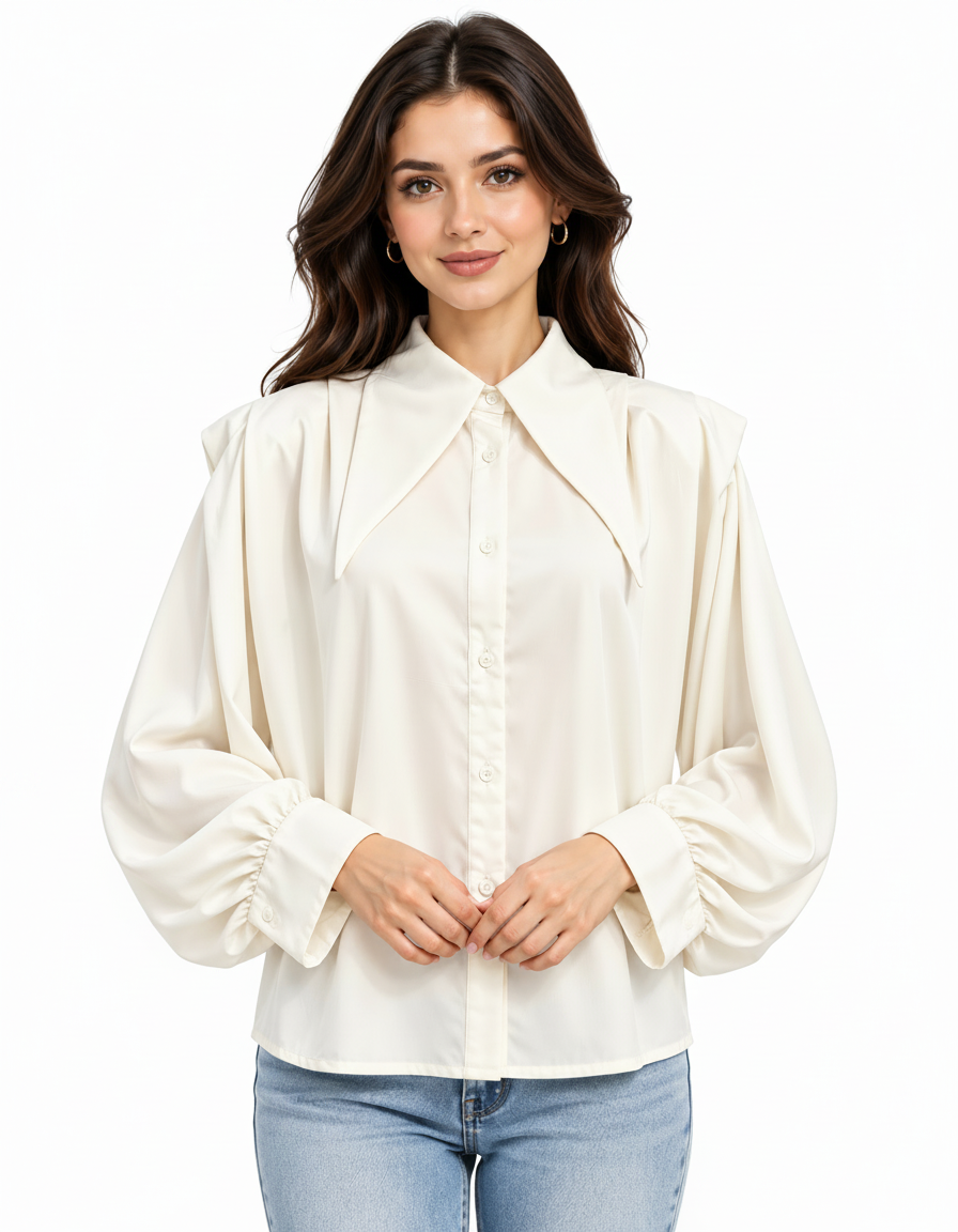 Zeenah Viscose Blouse – Button-Front Collared  Elora