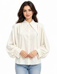 Zeenah Viscose Blouse – Button-Front Collared  Elora