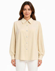 Eiman Everyday Maxi Blouse – Button-Front Collared  Elora