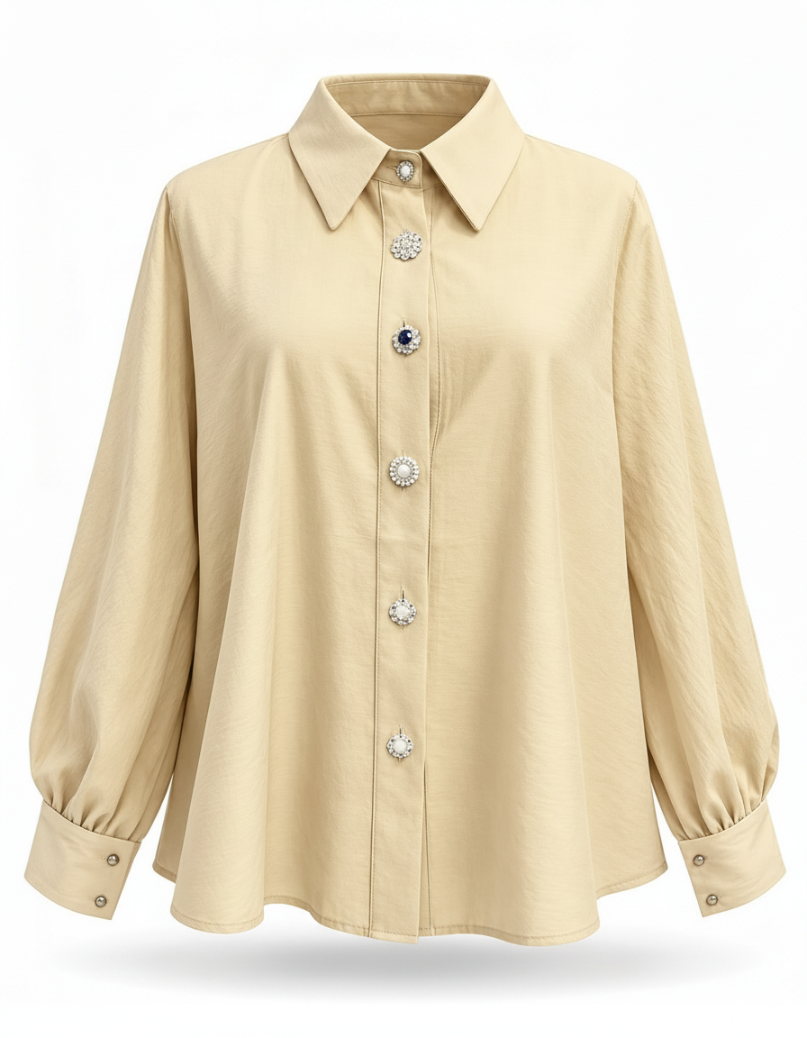 Eiman Everyday Maxi Blouse – Button-Front Collared  Elora