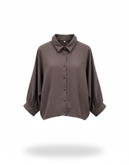 Maha Viscose Cropped Shirt – Button-Front Collared  Elora