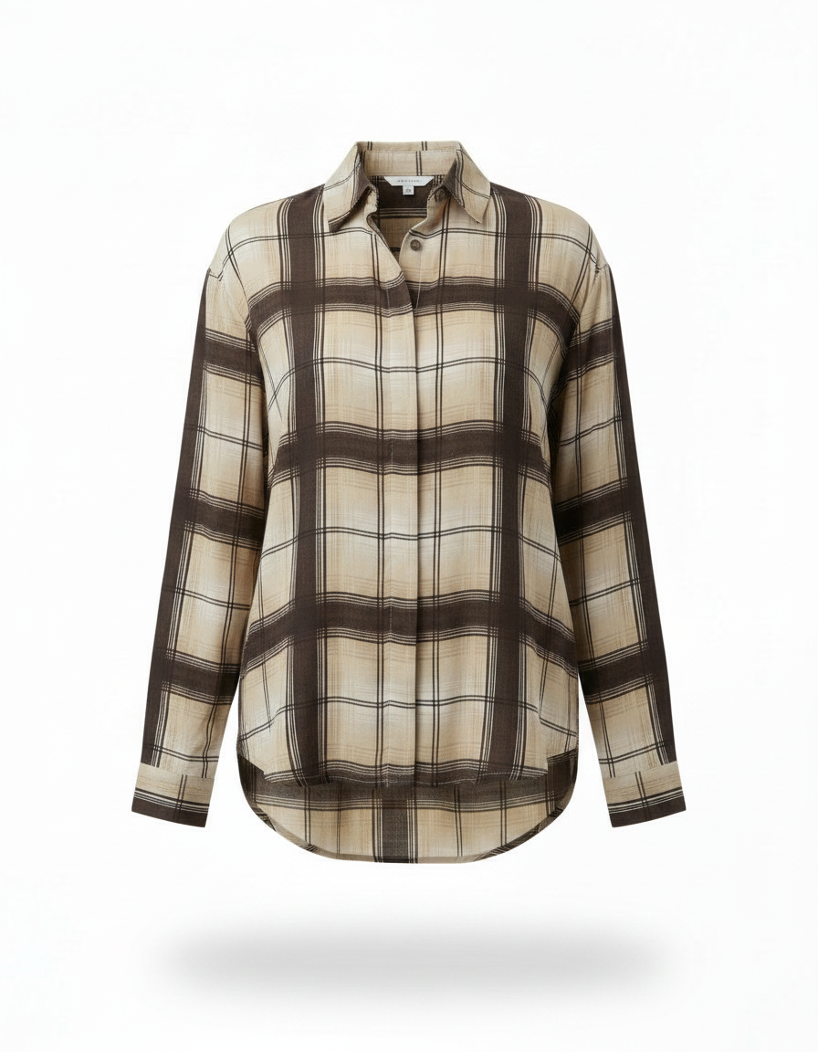 Aya Plaid Shirt – Button-Front Collared  Elora
