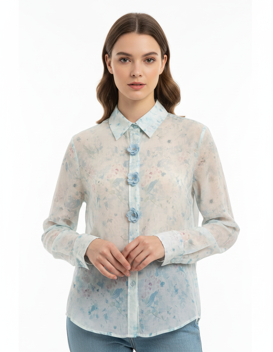 Malak Floral Shirt – Button-Front Collared  Elora