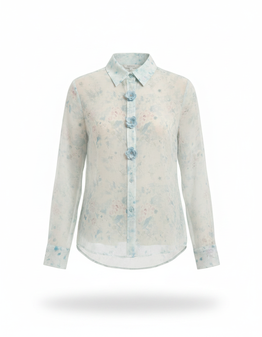Malak Floral Shirt – Button-Front Collared  Elora