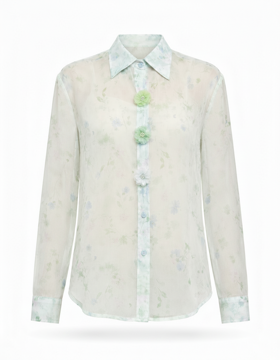 Malak Floral Shirt – Button-Front Collared  Elora