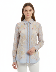 Nada Floral Shirt – Button-Front Collared  Elora