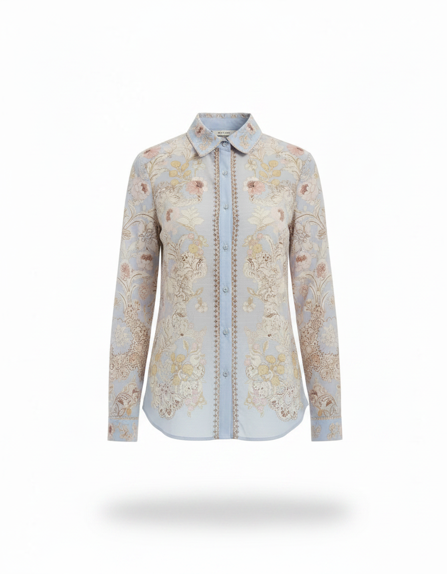 Nada Floral Shirt – Button-Front Collared  Elora