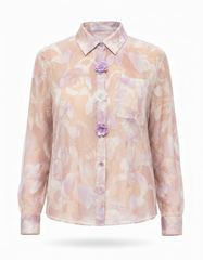 Bushra Floral Shirt – Button-Front Collared  Elora