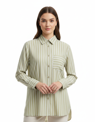 Sireen Striped Shirt – Button-Front Collared  Elora