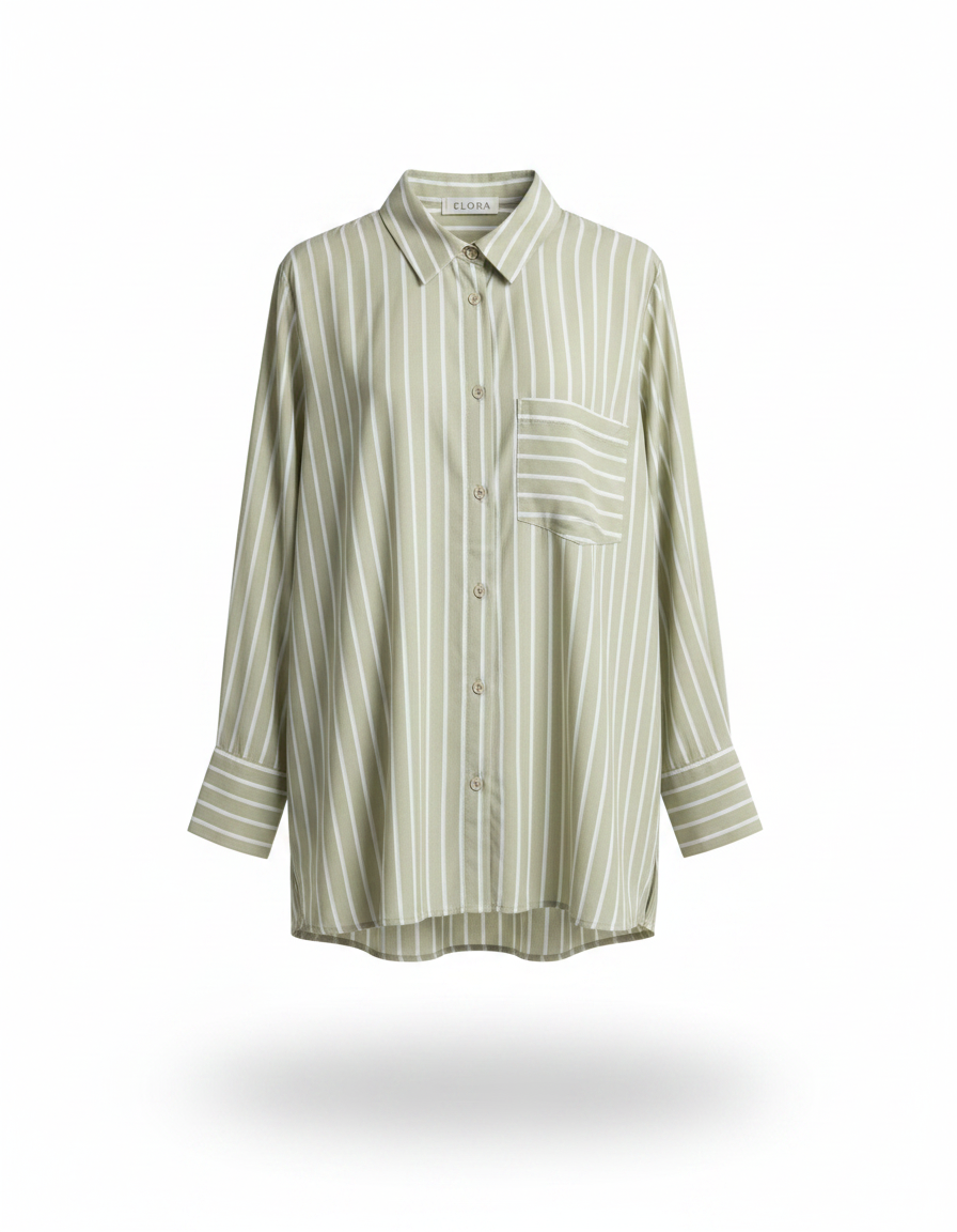 Sireen Striped Shirt – Button-Front Collared  Elora