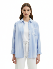 Sireen Striped Shirt – Button-Front Collared  Elora